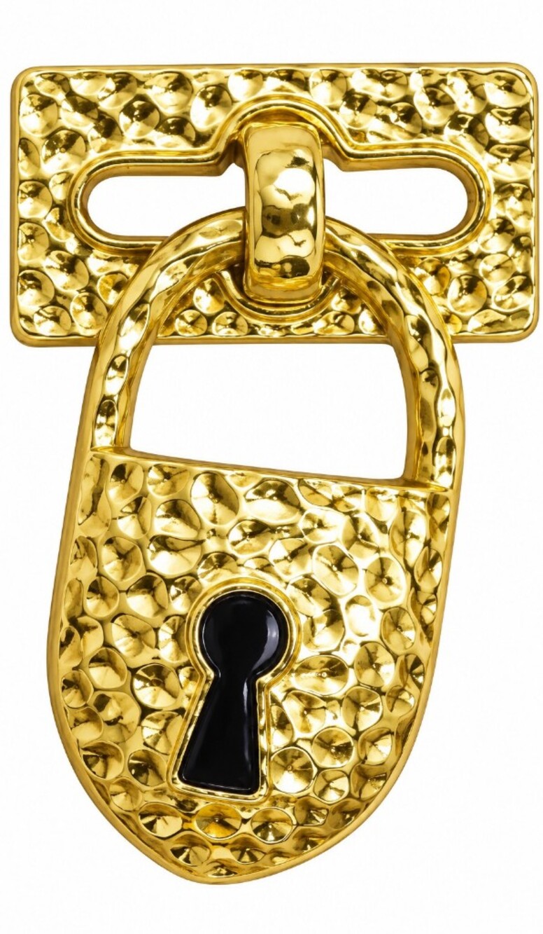 Gold Padlock Brooch
